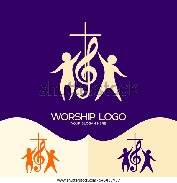 Worship Logo Cristian Symbols Cross Musical Stock Vector (Royalty Free ...