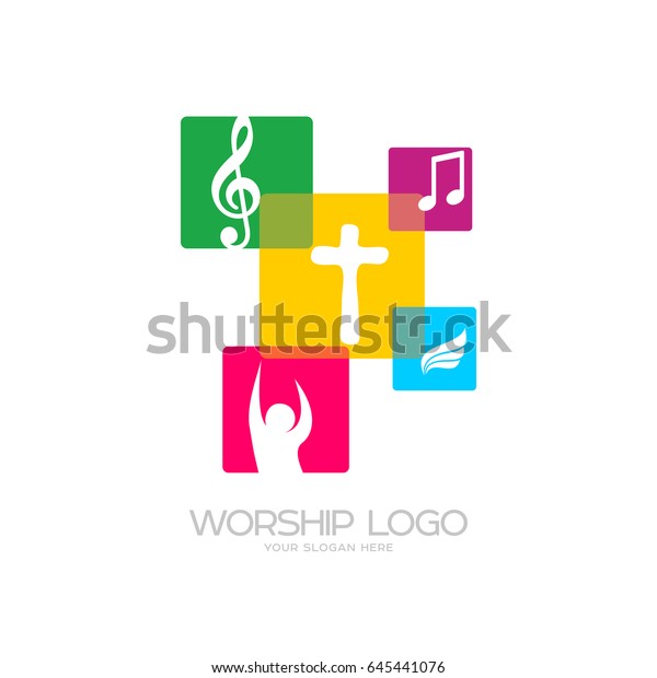 Worship Logo Cristian Symbols Cross Jesus Stock Vector (Royalty Free ...