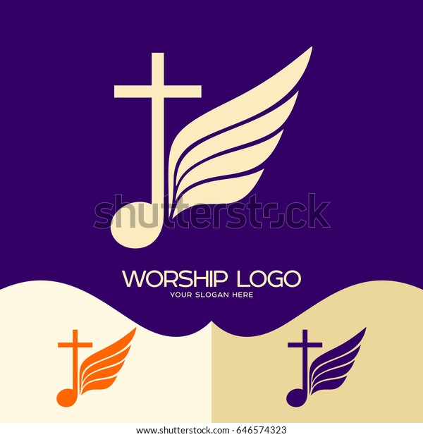 Worship Logo Cristian Symbols Cross Jesus Stock Vector (Royalty Free ...