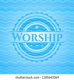 Worship sky blue water style emblem.