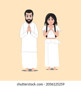 Worshiping Girl and Boy in white Dress