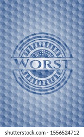 Worst blue badge with geometric pattern. Vector Illustration. Detailed.