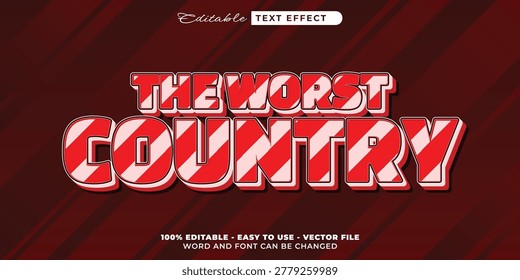 The Worst Country Editable Text Effect, Retro Style 3D Typography Design