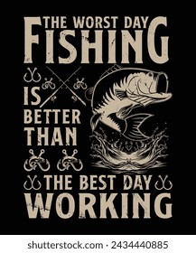 the worst day fishing is better than the best day working fishing t shirt or vector design