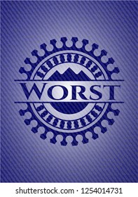 Worst emblem with denim high quality background