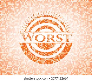 Worst orange mosaic emblem with background 