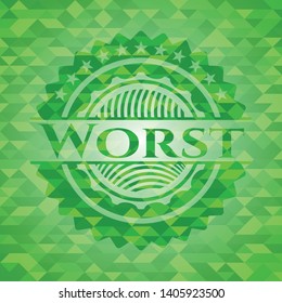 Worst realistic green emblem. Mosaic background. Vector Illustration. Detailed.