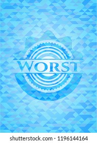Worst realistic light blue emblem. Mosaic background
