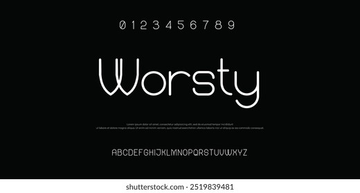 Worsty Abstract sport modern alphabet fonts. Typography technology electronic sport digital game music future creative font. vector illustration