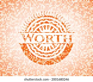 Worth abstract orange mosaic emblem 