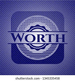 Worth emblem with denim texture