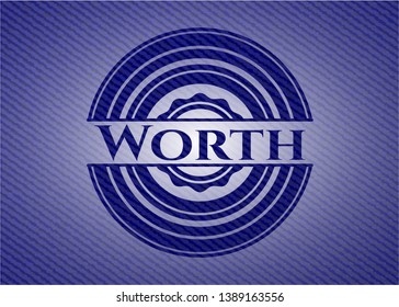 Worth emblem with jean background. Vector Illustration. Detailed.