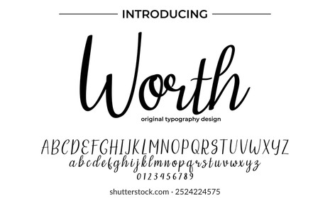 Worth Font Stylish brush painted an uppercase vector letters, alphabet, typeface