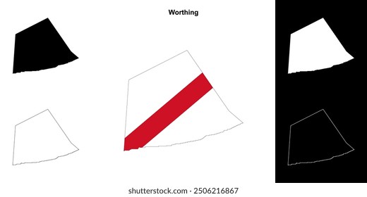 Worthing blank outline map set