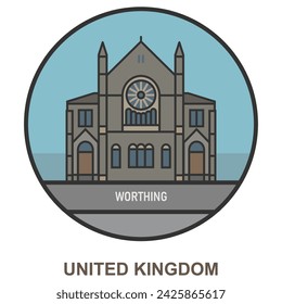 Worthing. Cities and towns in United Kingdom. Flat landmark