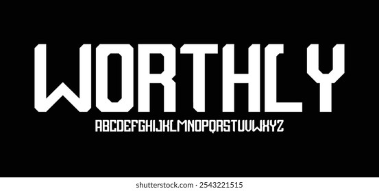 Worthly, Modern abstract digital tech font. Logo creative font, type, technology, movie, digital, music, movie. Font and illustration in vector format.
