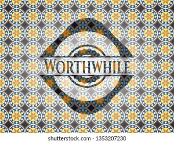 Worthwhile arabesque emblem background. arabic decoration.