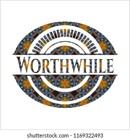 Worthwhile arabic style emblem. Arabesque decoration.
