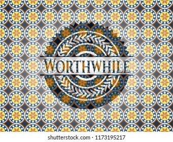 Worthwhile arabic style emblem. Arabesque decoration.