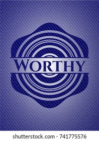 Worthy badge with denim texture