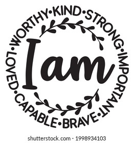 i am worthy kind strong important brave capable loved background inspirational positive quotes, motivational, typography, lettering design