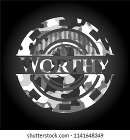 Worthy on grey camouflaged pattern