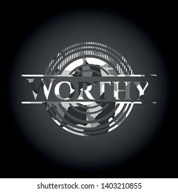 Worthy on grey camouflaged texture