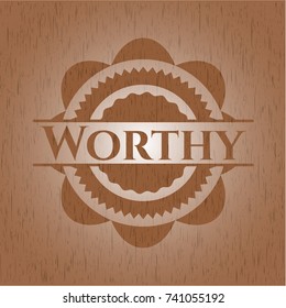 Worthy wooden emblem. Vintage.