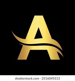 Woter Logo combine with letter A vector template