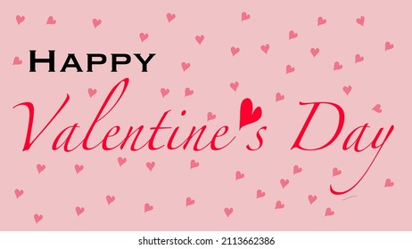 Would happy Valentine’s Day with pink background and small hearts 