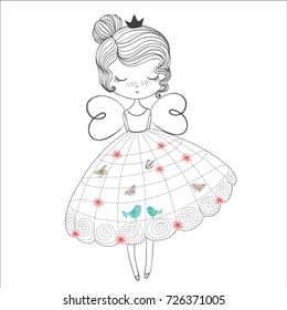 I would like to be a princess, doodle nursery illustration