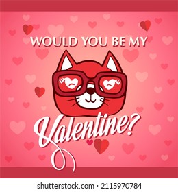 would you be my valentine, suitable invitation card or banner design for February 14 preparation.