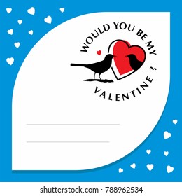 Would you be my valentine with blue hearts frame