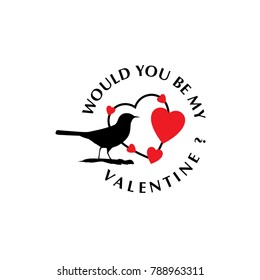 Would you be my valentine vector birds stylish
