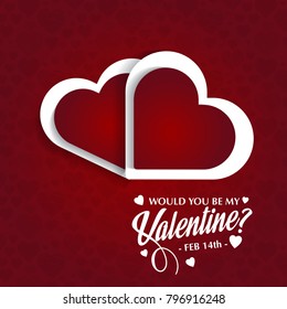 Would you be my valentine card with red background
