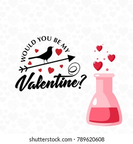 Would you be my valentine's with red bottle and hearts