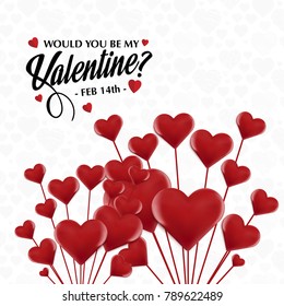 Would you be my valentine's with red hearts