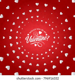 Would you be my Valentine's card with red background and white hearts.