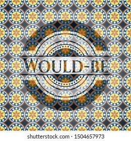 Would-be arabesque emblem background. arabic decoration.