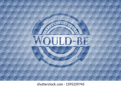 Would-be blue emblem with geometric pattern background. Vector Illustration. Detailed.
