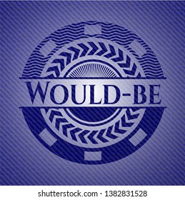 Would-be emblem with jean high quality background. Vector Illustration. Detailed.