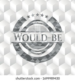 Would-be grey badge with geometric cube white background
