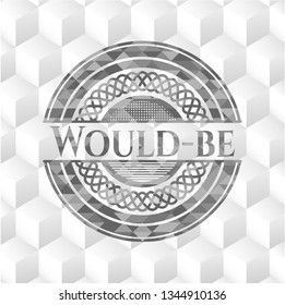 Would-be grey emblem with cube white background