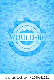 Would-be light blue emblem with mosaic background