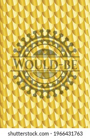 Would-be shiny golden emblem. Scales pattern. Vector Illustration. Detailed. 