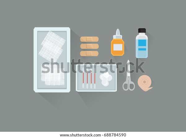 Wound\
dressing equipment small set flat style top\
view