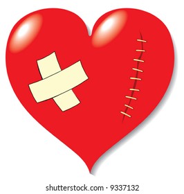 Wound on heart from love. Vector illustration.