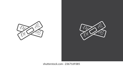 Wound plaster icon, vector illustration, Pharmacological Medications Dosage Outline Cliparts. Wound plaster isolated on white background.