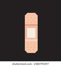 wound plaster pixel art, vector illustration on isolated background.