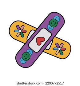 Wound Plaster V35 Patch Streetwear, Urban Design Purple and Yellow Color Patch Commercial Use